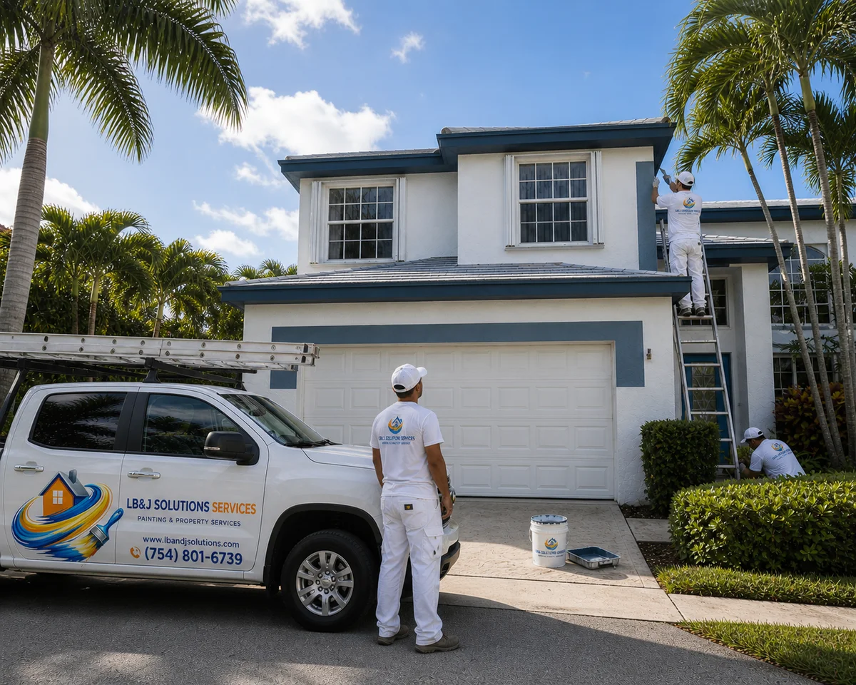 LB&J Solutions Services crew on a job site in Tamarac, FL